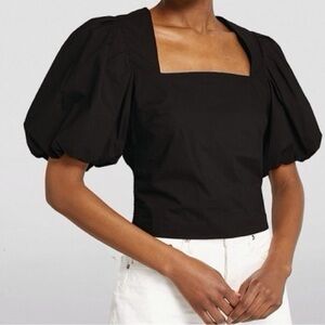 Vince Square Neck Puff Sleeve Crop Top Blouse BNWT